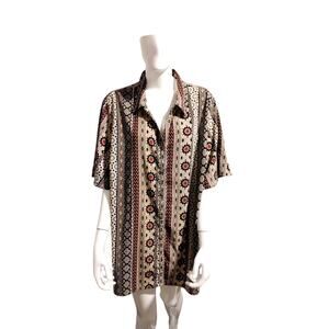 Catherines Women's Size 2X Geometric Southwestern Aztec Button Up Casual Top